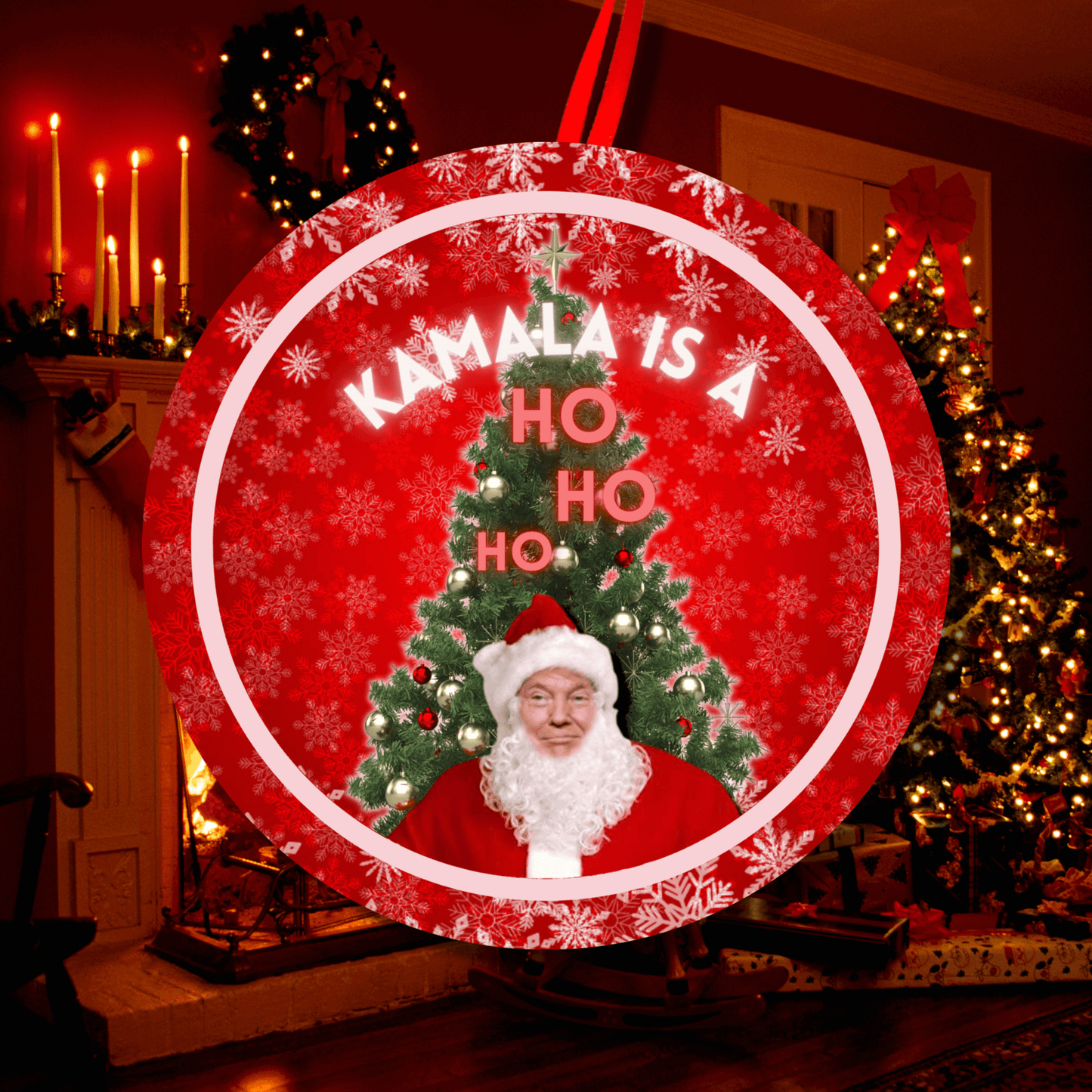 Funny Trump Kamala Is A Ho Christmas Holiday Ornament, Stocking Stuffer 9