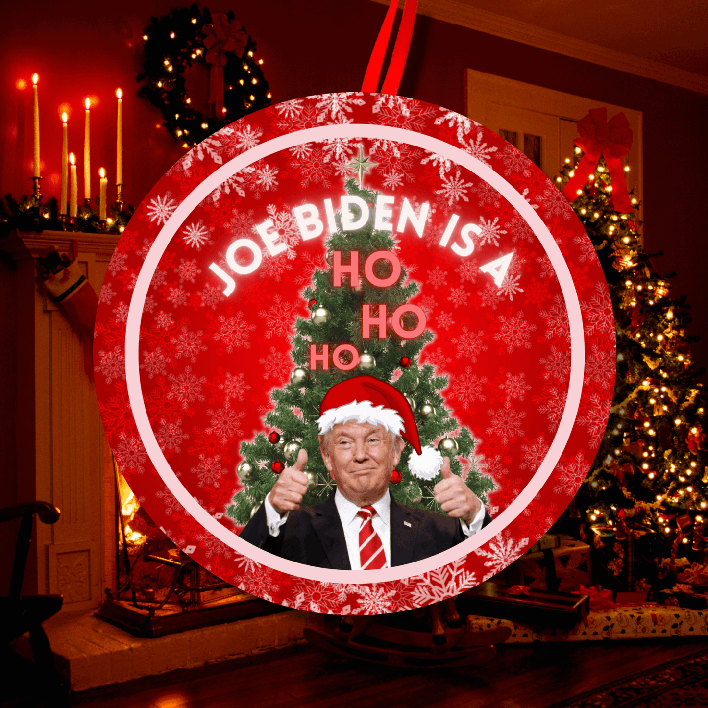 Funny Joe Biden Is A Ho Christmas Holiday Ornament, Stocking Stuffer 7