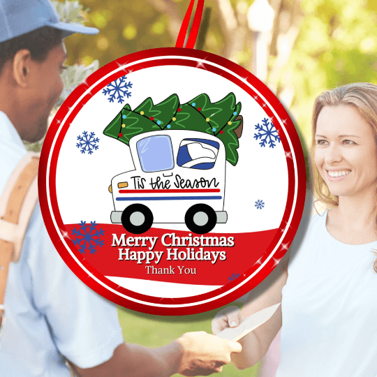 Personalized Christmas Holiday Ornament For Mailman, Postman one Delivery Person 4
