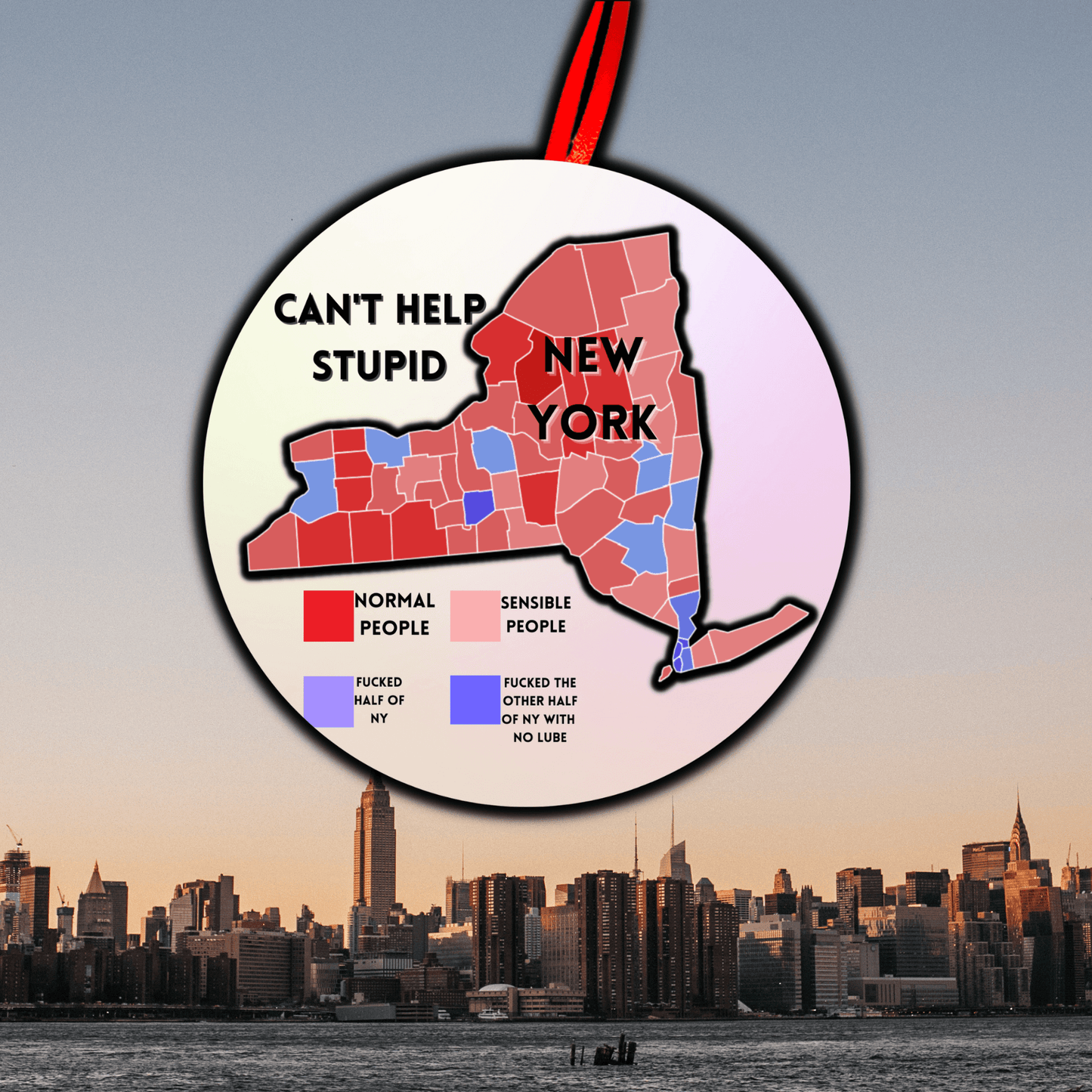 Can't Help Stupid New York Funny Christmas Ornament 8