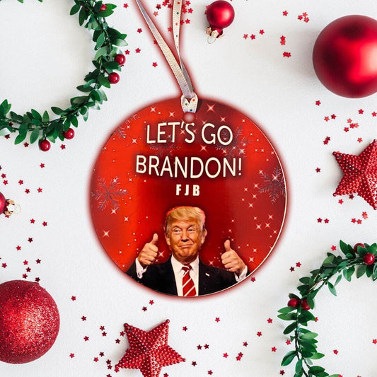 Trump Let's Go Brandon Christmas Ornament