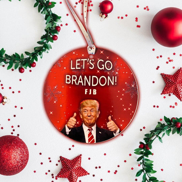 Let's Go Brandon FJB Christmas Ornament - Bluecat